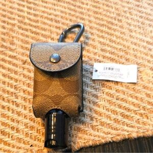 Coach Brown or Black Monogram Patterned Sanitizer Keychain Holder